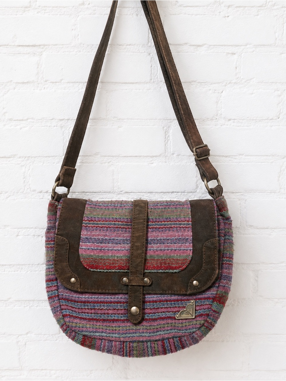 Roxy Vintage Y2K Woven Crossbody Bag Striped Boho Surf Skater Festival Purse